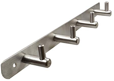 Stahlia Hakenleiste EDELSTAHL gebürstet Garderobenleiste 4x Haken (L: 310mm) Modell:JULIA Wandgarderobe mit 1/4/6/8/10 Kleiderhaken Garderobenhaken Wandhaken