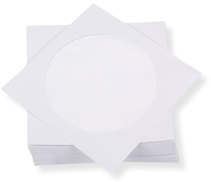 100 St. Deluxe Papier CD/DVD/Blu-ray Hüllen mit Fenster und Klappe 90 gr. Papier 125x125 mm