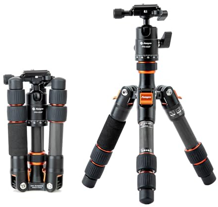 Fotopro Mini-Stativ, Kohlefaser-Reisestativ mit Kugelkopf-Schnellwechselplatte für DSLR, leichtes kompaktes Mini-Kleinststativ Desktop-Stativ X-go Mini Max Load 8kg