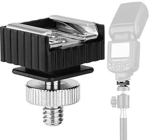 Flash Shoe Mount Adapter to 1/4 Thread Hole with 1/4-20 Male Tripod Screw Adapter for Light Stands Umbrella Holder Flash Bracket, Strong and Solid