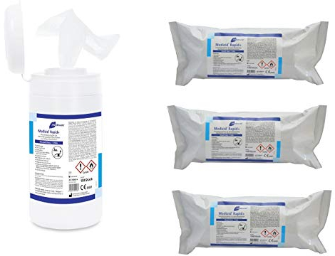 Meditrade Medizid® Rapid+ | Desinfektionstücher Set | 1 Dose + 3 Nachfüllpackung mit je 150 Tüchern