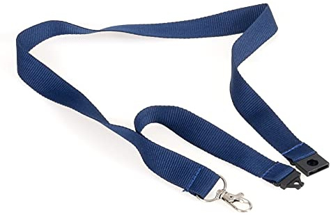 EUROPEL Schlüsselband 20mm, Karabiner, Sicherheitsverschluss, Kartenhalter,für Messe, Veranstaltung, Burö, Blau, 10 Stück.