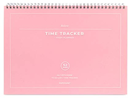 Paperian Believe Time Tracker – A4-Größe, Spiralbindung, undatiert, Lernplaner/To-Do-Liste/Terminplaner rose