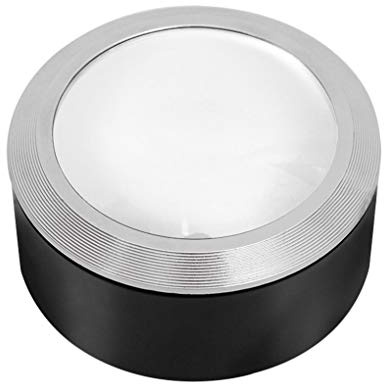 5-Fache übergroße Kuppellupe Leselupe Lupe Schmucklupe mit 3 LED, Tragbar Stromsparend Dome Lupe Optisches Glas Beleuchtete Lupe für Dokumentenlesen, Edelsteine, Zeitungen, mit Aufbewahrungsbox