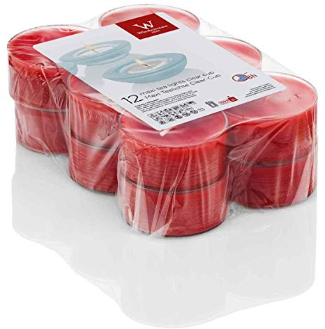 INNA-Glas 12er Set Wachskerze Kenny, rubinrot, 2,1cm, Ø 5,6cm, 8h - Maxi Teelichter