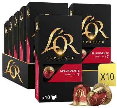 L'Or Espresso Café - 100 Capsules Splendente Intensité 7 | Compatibles Nespresso®*, lot de 10 x 10 capsules aluminium