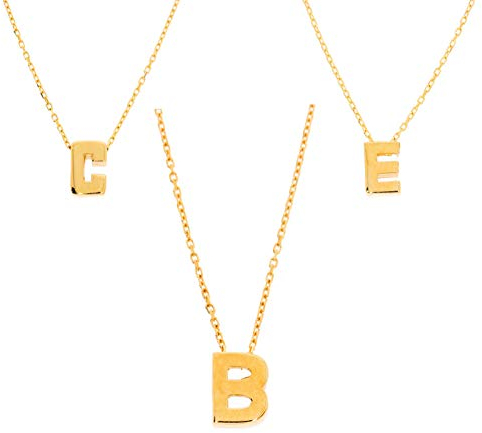 Damen Halskette mit Buchstaben Anhänger Gold 585 Namensanhänger Kette 14 Karat G