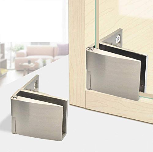 1 Pair/Glass Door Hinge Wine Cabinet Wine Cabinet Display Cabinet Embedded Side Mounted Glass Door Hinge Brushed Nickel