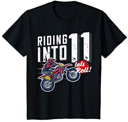 Kids 11th Birthday Motor Cross, Dirt Bike Birthday Riding Into 11 T-Shirt