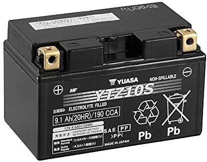 Motorradbatterie Yuasa YTZ10S AGM wartungsfrei 12V 8Ah Maße 150 x 87 x 93 mm, passend für MV AGUSTA Brutale 910 2005-2008