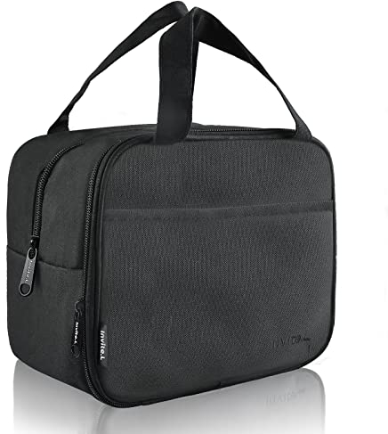 Insulated Lunch Bag, Packed Lunch Box Thermal Bag, Small Zipped Cooler Tote Bag Double-Layer Leak-Proof Waterproof Suit for Adult Kids Work Picnic and Travel (Black)
