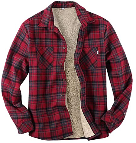 Modaworld Holzfällerhemd Arbeitshemd Flanellhemd Jacke Kariert Thermohemd Gefüttert Arbeitshemd Hemdjacken Fleecefutter Schützendem Innenfutter Holzfällerhemd Freizeithemd