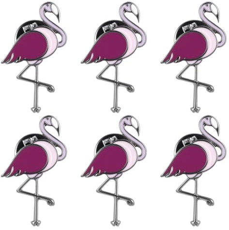 Amosfun 6 StüCk Flamingo-Broschen Pins Aus Umweltfreundlicher Legierung FüR MäDchen Kleidung Taschen Pullover Kreative Lustige Anstecknadeln Party Geschenk