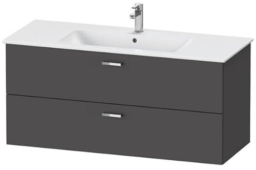 Duravit XBase Meuble sous-lavabo Mural L:120 cm avec 2 tiroirs, XB612304949, Couleur: Décor Graphite Mat