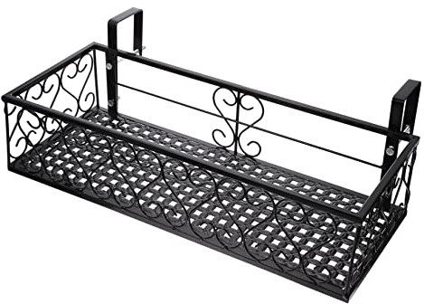 Healeved Schwarzes Hängendes Balkongeländer Blumenregal Aus Robust Und Platzsparend Großer Blumentopfhalter Für Balkonpflanzen Und Vertikalen Garten Einfach Zu Montieren Hohe Tragkraft