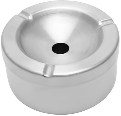 Aschenbecher mit Deckel Edelstahl, Runder Aschenbecher für Drinnen und Draußen, Tragbarer Aschenbecher für Garten Haus Bar