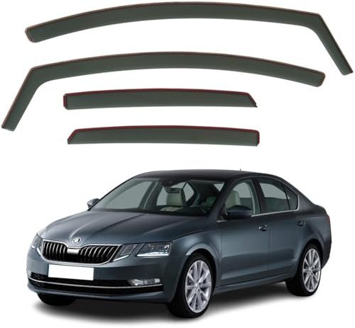Set mit 4 Windabweisern, kompatibel mit Skoda Octavia 5-Türer Schrägheck/Liftback 2013 2014 2015 2016 2017 2018 2019 Modelle.