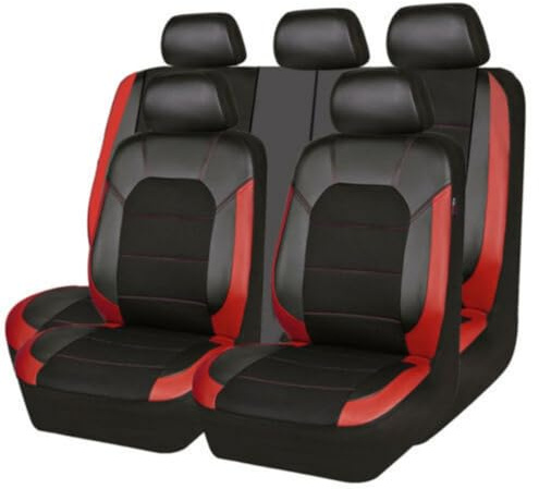 WXFBFB66 Auto Sitzbezüge Set für VW Passat B6 Passat B8 Golf 4 Golf 5 Passat B5 Golf 7 2000-2023, Vorne Und Hinten Leder Auto-Schonbezüge Wasserdicht Zubehör Innenraum,Red