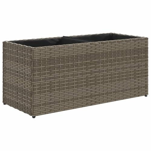 vidaXL Jardinière avec 2 Pots Gris 72x30x32 cm résine tressée, jardinière d'extérieur, bac à Fleurs, bac à tomates, jardinière de terrasse