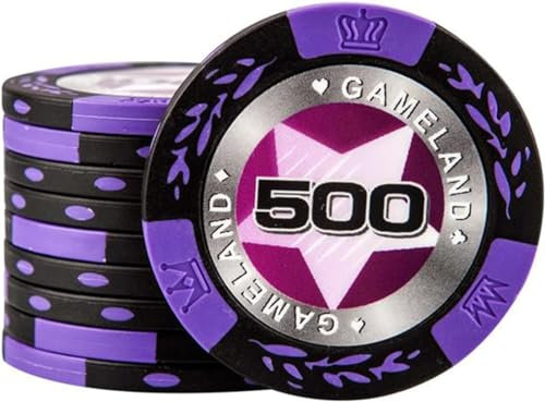 Casino-Chips, 14 g Casino-Chips mit Nennwerten, Poker-Clay-Chips, Monte-Carlo-Poker-Chips für Texas Holdem Blackjack-Glücksspiel-Poker-Set (Größe: 25 Stück, 500 $)
