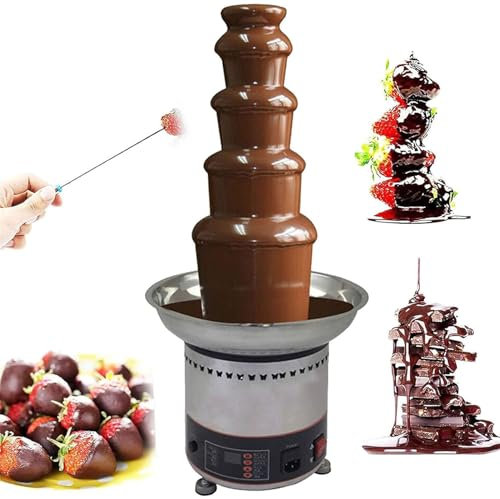 RayGenius Chocolate Fountain Machine, Multi-function Chocolate Melting Machine, Electric Waterfall Machine, Suitable for Cake Shop, Hotel。,5Layers