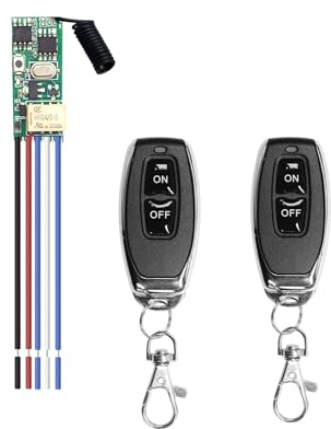 QIACHIP DC 3.7V - 12V Mini Remote Control Relay Switch 433MHz 1 channel | LED Light/electric lock Controller,momentary/inching,Volt Free Contact,RF Transmitter and Receiver,max 1A load