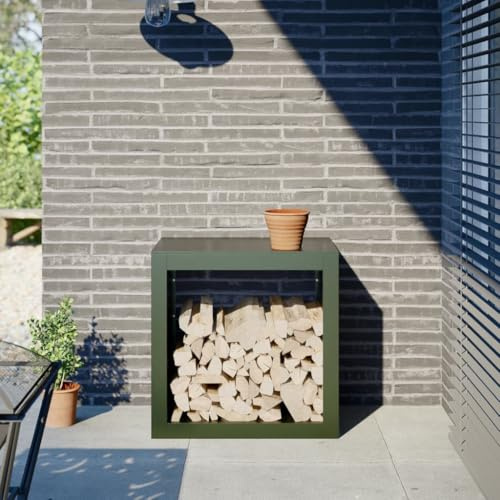 Homgoday Étagère de rangement pour bois de cheminée, 60 x 40 x 60 cm, en acier, pour bois de chauffage, étagère de rangement pour bûches de bois de chauffage, support en métal pour intérieur ou