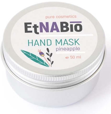 ELEK EtnaBIO Peeling Handmaske für Sehr Trockene Hände 50ml - Feuchtigkeitsspendende - Handpeeling - Dry Hand Mask - Vegan Männer & Frauen Handpflege - Aprikosen-Mikrokugeln Traubenkernöl Vitamin E