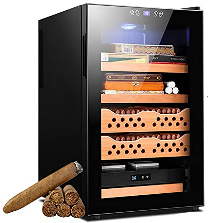 Cave à cigares électrique 50 L - Cave à vin - Bois de cèdre espagnol - Humidité contrôlée - Peut contenir 400 cigares - Usage commercial/domestique