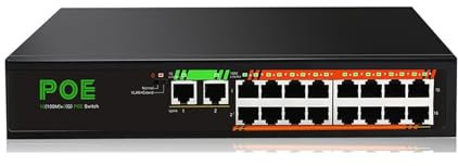 Switch di rete Switch POE 6/10/18 Porte Switch Intellinte Ethernet Di Rete Gigabit 100/1000 Mbps 52V For Router WiFi/telecamera IP/AP Wireless Funzionalità di rete potenti(TXE046)