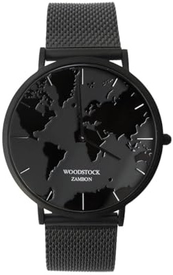 Woodstock Zambon® Orologio Unisex Black Hole Impermeabile - Design Minimalista con Quadrante Nero, Cassa in Acciaio Inossidabile Cinturino Regolabile (36mm)