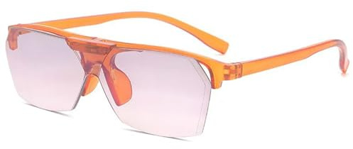 Lanomi Gafas de lectura para mujer y hombre con función plegable, de plástico, filtro de luz azul, rectangular, ayuda para la visión, 180 grados, naranja, large