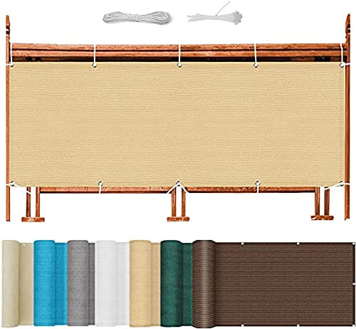 Separador de balcón de jardín con ojales y bridas para cables, protección de privacidad para exteriores, ideal para balaustradas y patios, color caqui, resistente a la intemperie