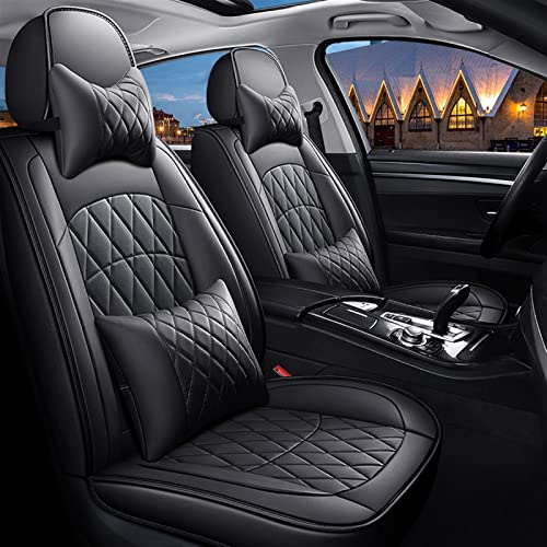 SQIFBA Pu Leather 5 Seat Full Set Car Seat Covers For Jaguar Xf For F-pace For E-pace For I-pace For X-type Xe Xj Xk Car Accessories Car Seat Protector(Black,Luxury)