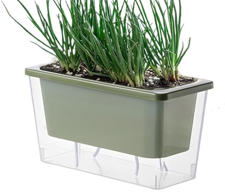 Nudorpn Pot auto-arrosage rectangulaire avec réservoir d'eau | Pots de fleurs avec auto-arrosage pour l'intérieur pour légumes, appartement, jardin, cour, maison, rebord de fenêtre