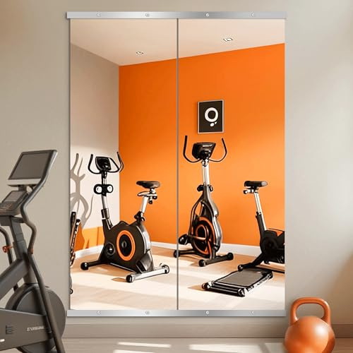 TRAHOME Home Gym Mirror for Wall, 70x24x2PCS Full Length Gym Mirror Frameless Wall-Mounted for Garage, Home Gym, Living Room, Bedroom(Silver)