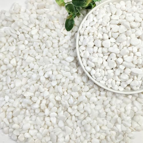 SHIZWU White Gravel 1.8kg, 6-9mm Decorative Stones, Natural Garden Gravel for Plant Pots, Landscaping, Vase Fillers, Succulents and Cactus, Aquarium