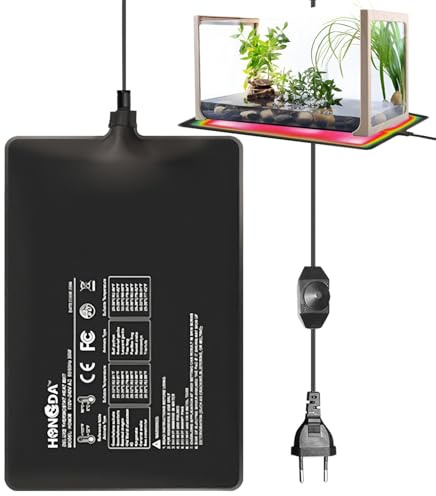AXVRAV Värmematta, terrarium, 11 W med termostat, justerbar för reptiler, växter, amfibier, 15 x 20 cm, värmekudde, vattentät och säker för sköldpaddor, ormar ödlor och geckos