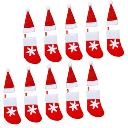 UTHCLO 20pièces Pochettes De Noël pour Couverts De Table Housses De Bouteille De Vin Sacs Porte-Vaisselle Décorations De Noël Rouge
