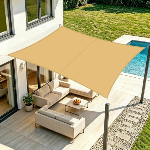 LOVE STORY Vela Ombreggiante Impermeabile 3x5m Rettangolare, Tenda a Vela Oxford, Protección Rayos UV per Esterno, Giardino, Terrazza, Sabbia