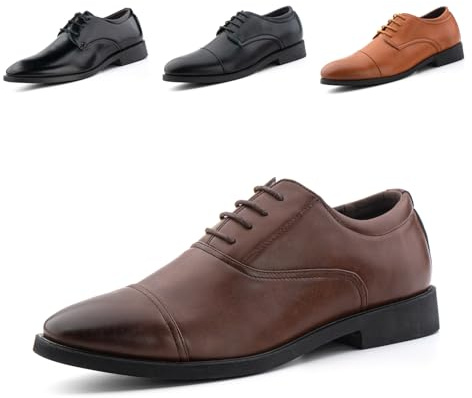 Hitmars Oxfords Homme Chaussure Ville Derby Brogues Mariage Dressing Chaussures Cuir Vernis Lacets Classique Soirée Costume Habillées FG17 Marron 45