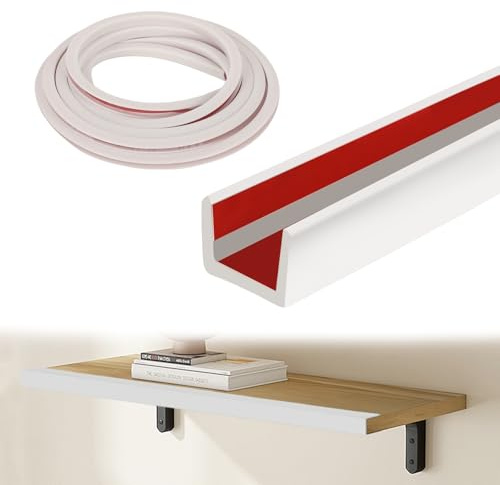 Jackfru 6m Gummikantenprofil für 11–14mm, Selbstklebender U-Profil-Kantenschutz für Sperrholz, Schrank, Flexibler Kantenschutz für Holzplatten, Größe 12 mm (Weiß)