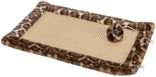 TRIXIE Kratzmatte Leo aus Sisal 55 × 35 cm, Kratzspielzeug zum Aufhängen oder Hinlegen - 48171 | Kratzspielzeug mit Katzenminze – schützt Möbel und fördert das natürliche Kratzverhalten der Katze im Alltag