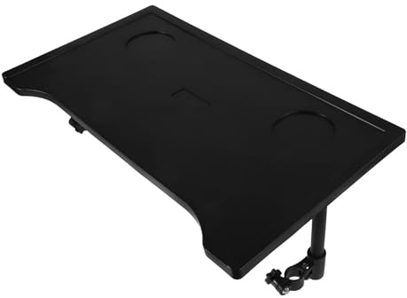Yardwe Plateau de Table Pliable Noir en Plastique Léger pour Fauteuil Roulant, Accessoire Portable avec Porte-gobelet Amovible, Petit Plateau Adaptable pour Repas et Mobilité, Usage