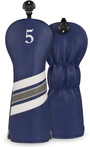 Golf Club Wood Head covers for Driver/Fairway #3/Fairway #5/Hybrid/135X Navy Blue PU Leather