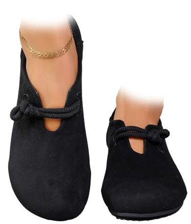 Zapatos ortopédicos suaves y flexibles, puntera redonda, de gamuza, sin cordones, para el trabajo, cómodos, zapatos de bailarina con botón