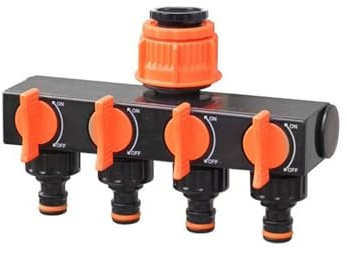 SHYYOULQE Wasserhahn-Umstellhahn, 4-Wege-Gartenschlauchverbinder, Verteiler, Wasserverteiler für den Außenbereich, Wasserhahn-Sprinkler, Bewässerung, Wassersplitter für Bewässerung