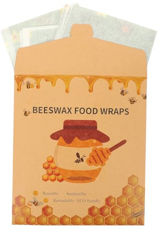 Garneck Bienenwachstücher Lebensmittelverpackungsfolien Wiederverwendbare 3 Stück Pack aus Baumwolle Nachhaltige Dehnbar und Leicht zu Reinigen für Frische Lebensmittel im
