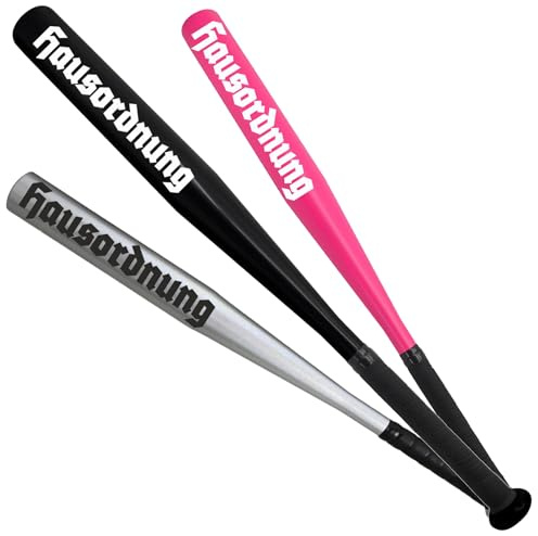 Baseballschläger HAUSORDNUNG aus Aluminium I Länge 65 cm Alu | 26 Zoll Schläger mit einem Gewicht von 520 Gramm und einem Rutschfestem Griff I Lustiges Geschenk für Männer und Frauen