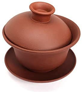 Tea Soul Zisha 150 ml, typisch chinesisch Gaiwan aus einem bestimmten roten Ton aus Yixing, Keramik, braun, 10.2 x 10.2 x 10 cm